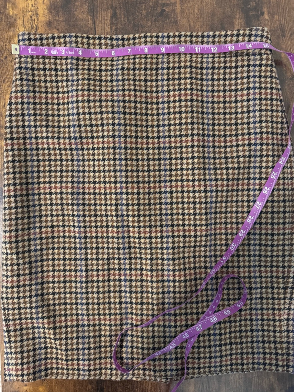 J. Crew “Mercantile” Brown Wool Blend Houndstooth Plaid Lined Pencil Skirt SZ 4 - Picture 10 of 12